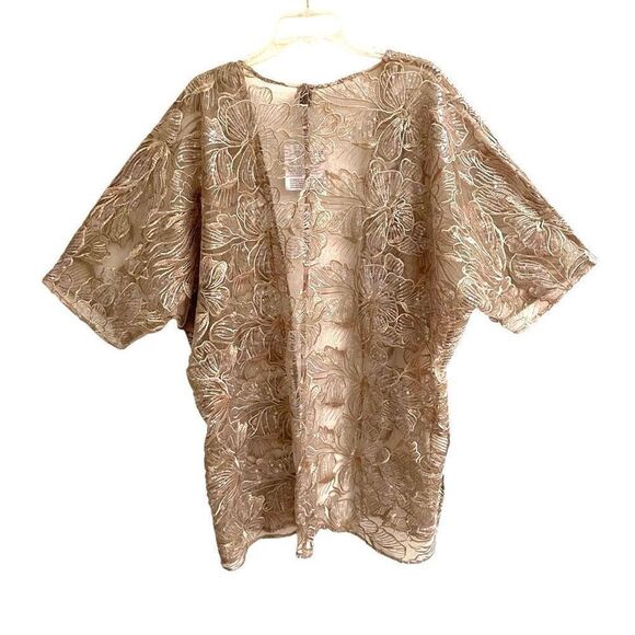 Anne Klein sheer latte sequin embroidered layering kimono women’s L/XL Fairycore - Picture 8 of 14